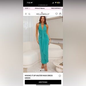 Hello Molly mixing it up Halter Maxi Dress in green
